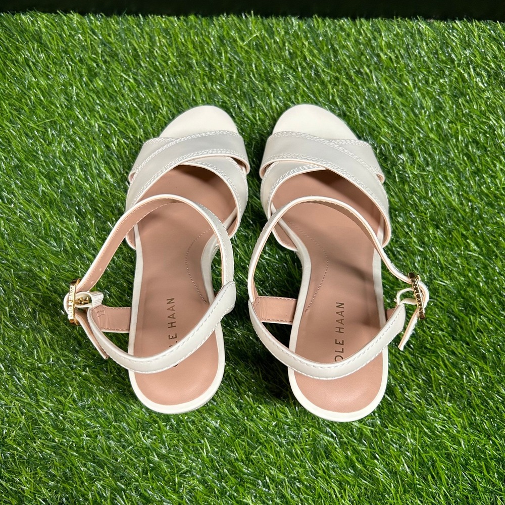 Cole Haan Grand 360 Wedge Sandals Womens size 7 Cream Leather Strappy New - Picture 7 of 13